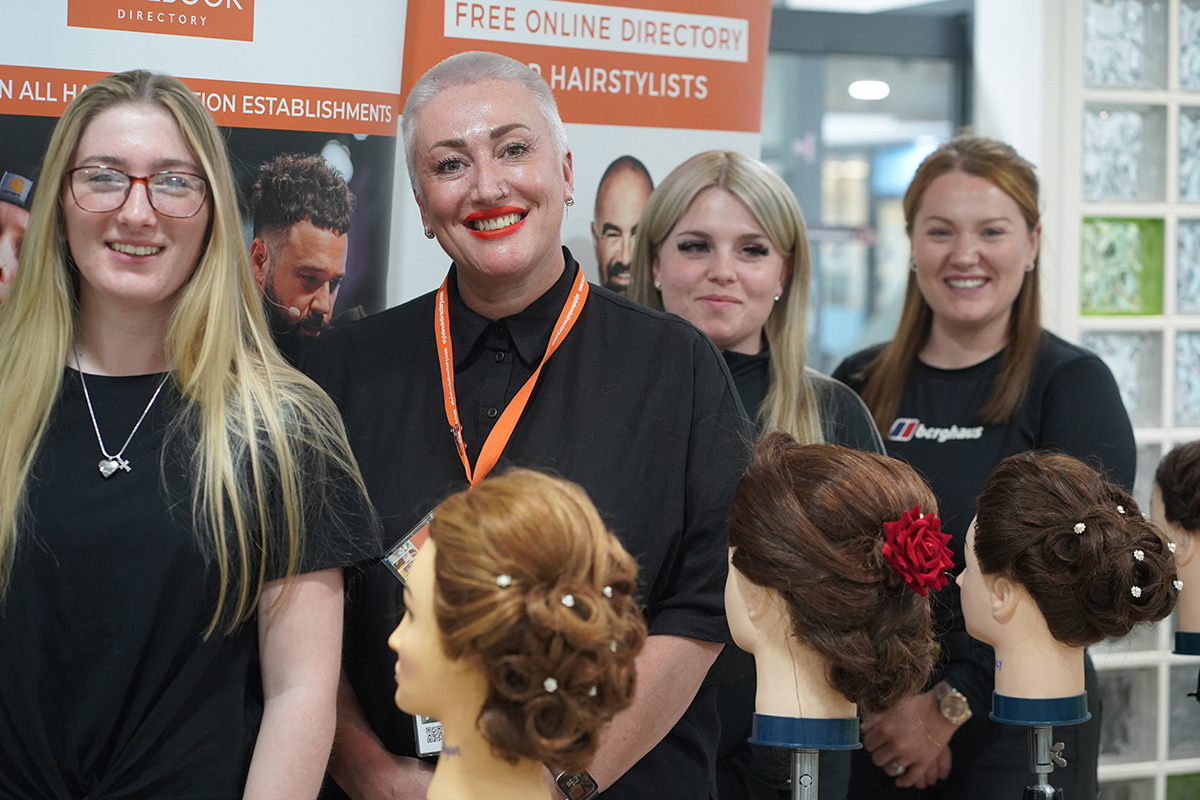 Stylebook founder Sarah stood alongside three Hair students in the salon